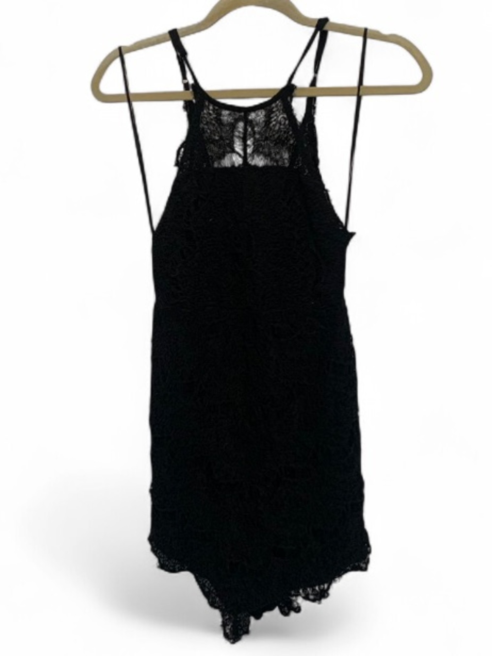 Intimately Free People Black Lace Button Back Mini Dress
